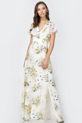Yellow & Blue Liana Ruffle Maxi Dress