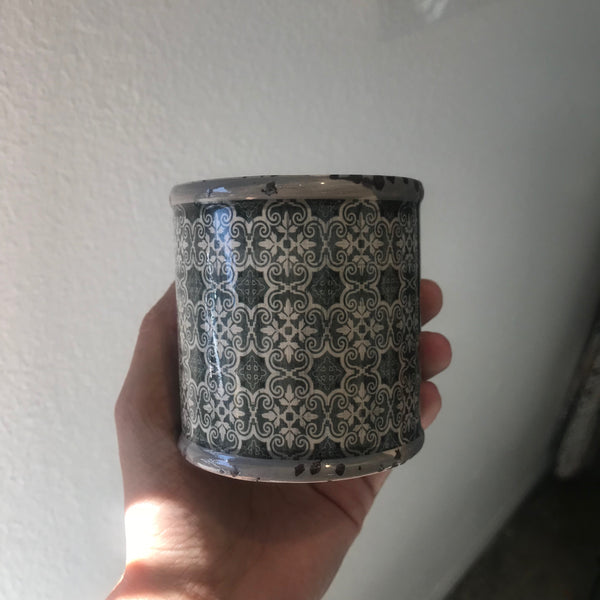 Small Ceramic Round Pot with Vintage Stem