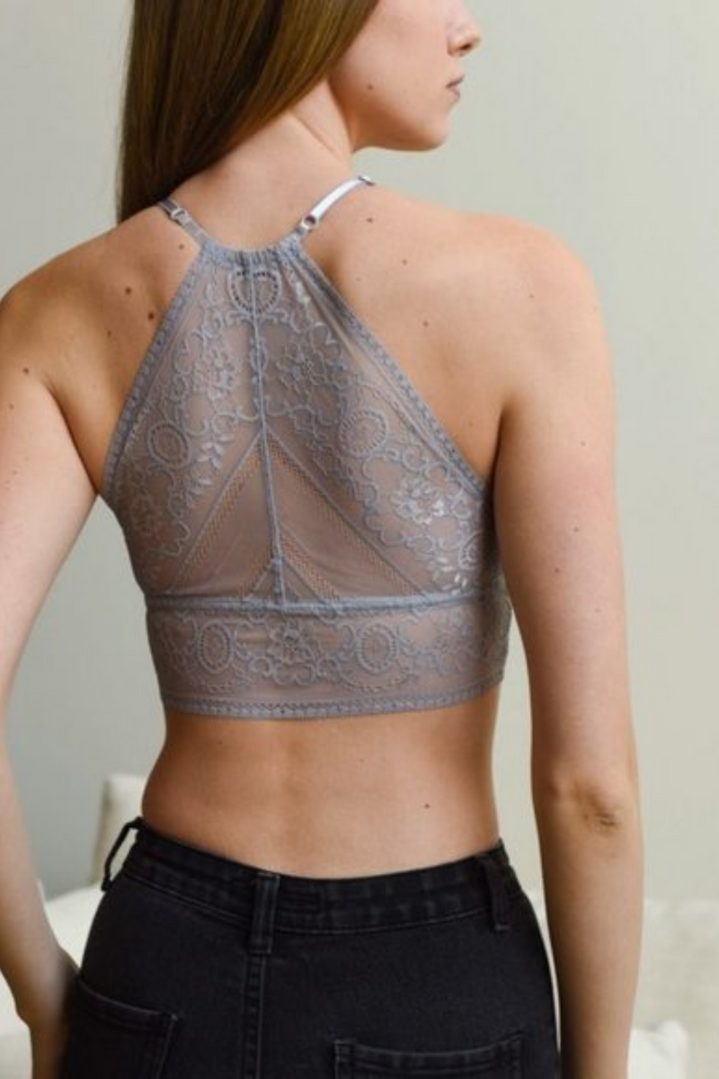 Chantilly Grey Lace Bralette