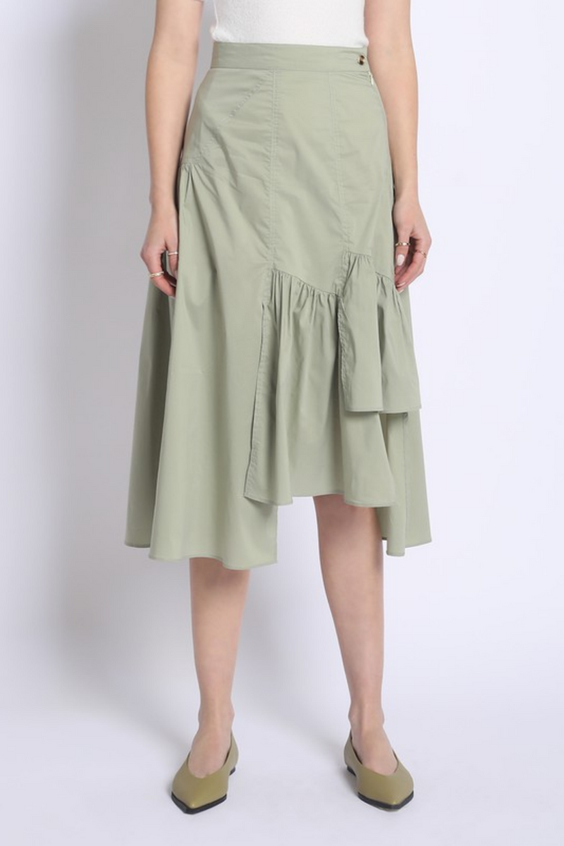 Sage Asymmetric Midi Skirt