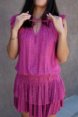 Raspberry Pink Short Sleeve Mini Dress