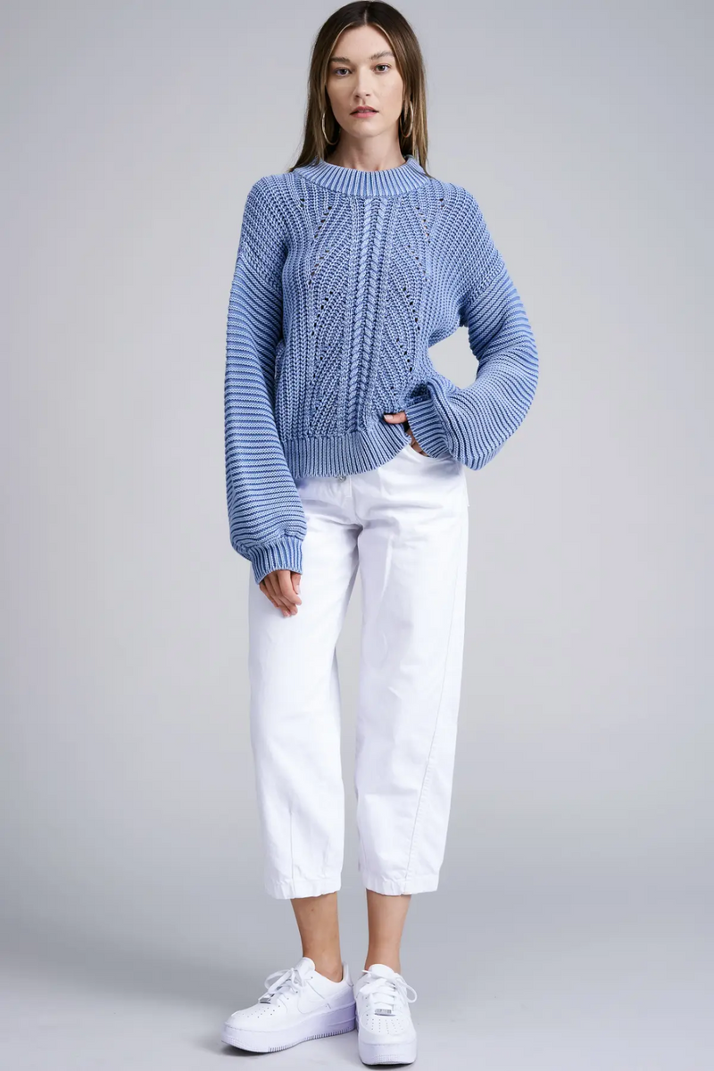 Ternay Acid Blue Cable Knit Sweater