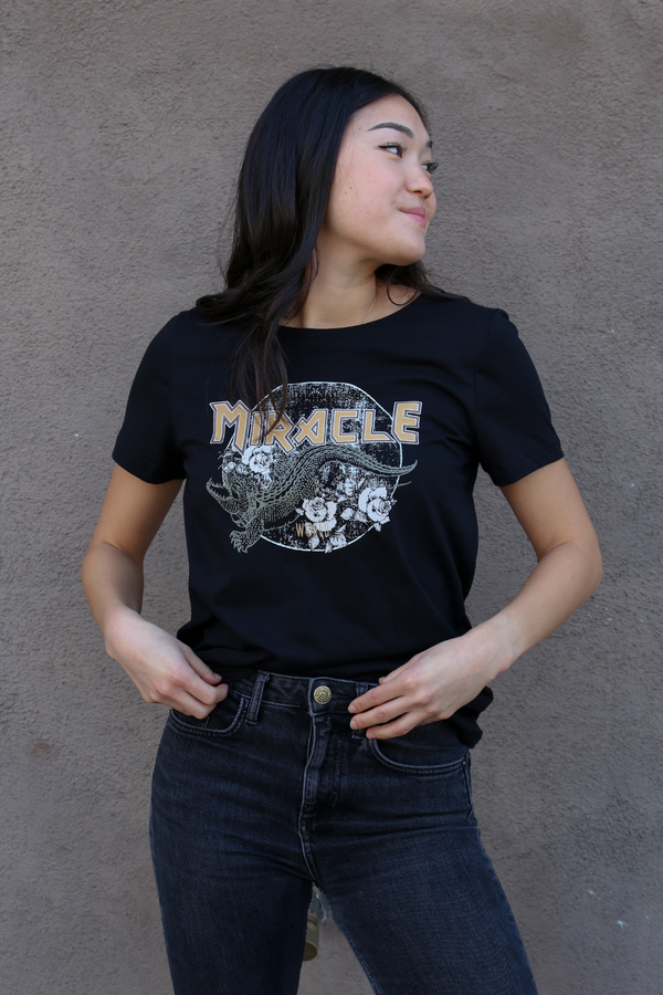 Black Sanal Crocodile Short Sleeve T-Shirt