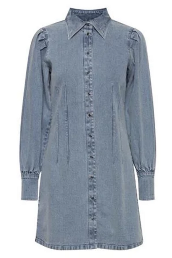 Light Blue Denim Wish List Button Front Dress