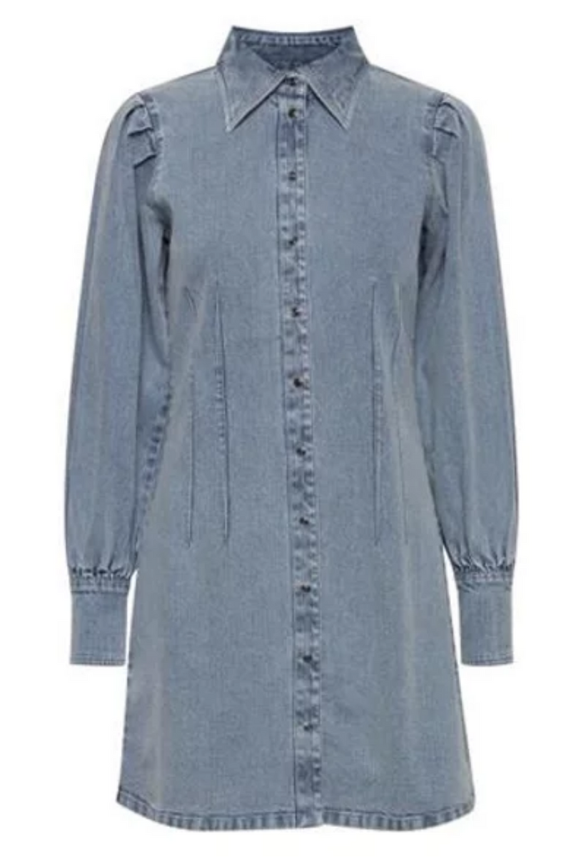 Light Blue Denim Wish List Button Front Dress