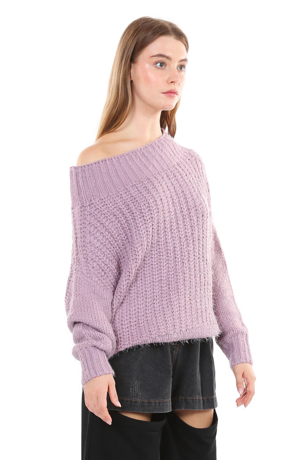 Lavender Mock Neck Long Sleeve Sweater