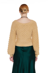 Light Mustard Honeycomb Long Sleeve Sweater