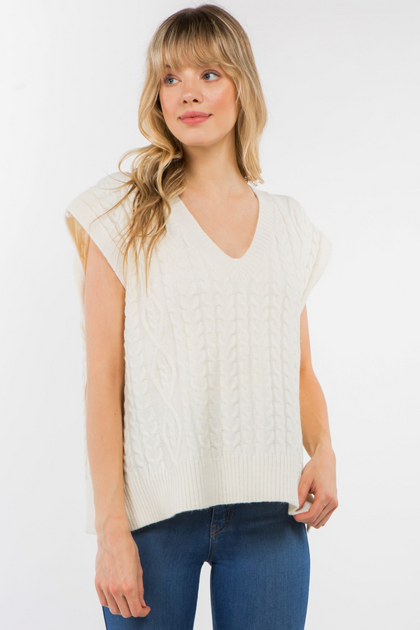 Cream Cable Knit Vest