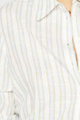 White Stripe Linen Button Down Top