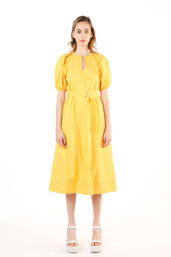 Yellow Midi Dress with Self Tie
