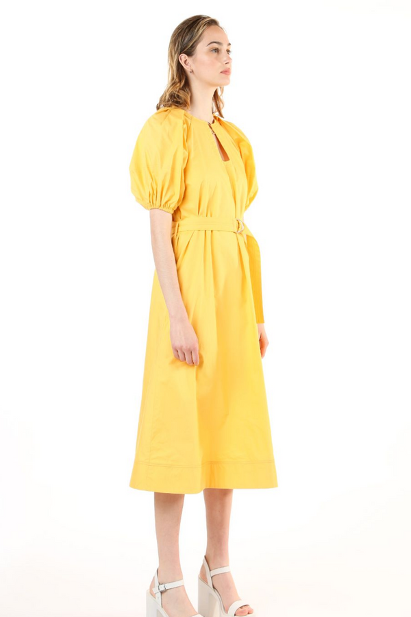 Yellow Midi Dress with Self Tie