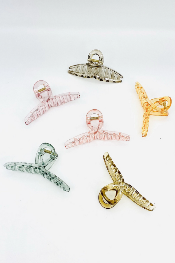 Clear Hair Claw Clips - Large Mix Color