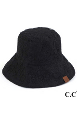 Black Lace Reversible Clothe Bucket Hat