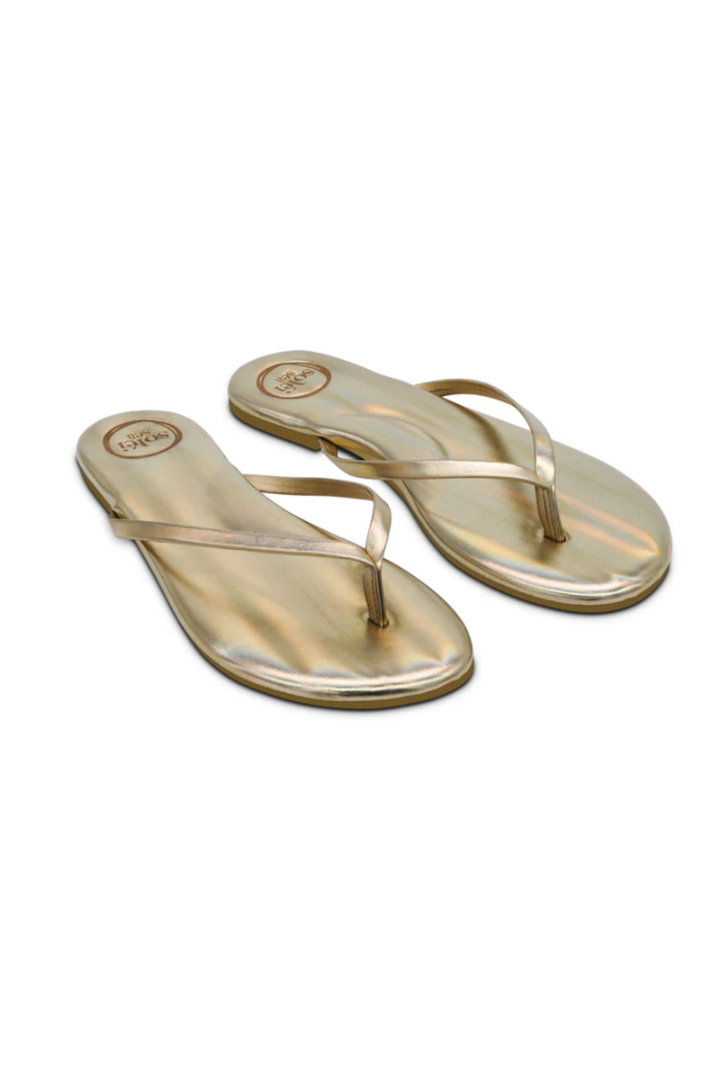 Metallic Gold  Patent Flip Flops