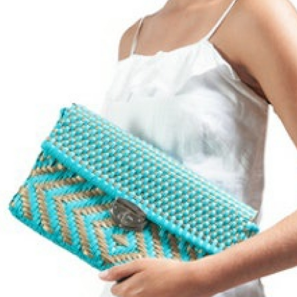 Turquoise/Gold Clutch – April Blooms