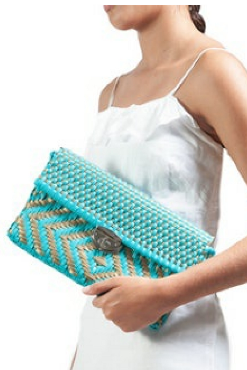 Turquoise/Gold  Clutch