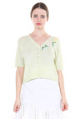 Mint Green Short Sleeve Knit Sweater