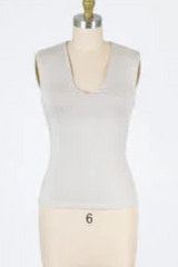 Light Taupe V-Neck Double Layer Sleeveless Top