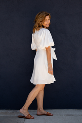 White Puffed Sleeve Dress