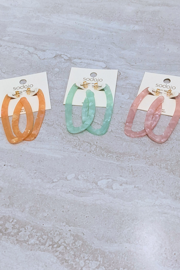 Pink Orange or Mint  Marble Acrylic Earrings