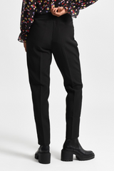 Black Woven Pleated Front High waist Cropped Pants