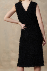 Black Textured Shine Fringe Top