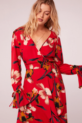 Polly Red Floral Wrap Maxi Dress