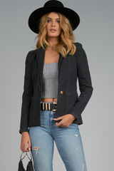 Vintage Black Puff Sleeve Denim Jacket