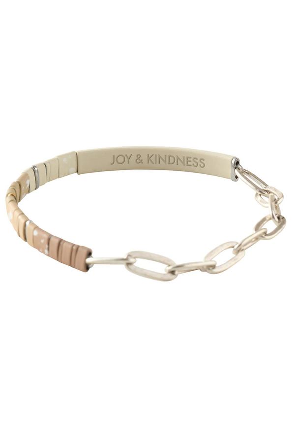 Good Karma Ombre w/Chain Bracelet - Joy & Kindness Ivory/Silver
