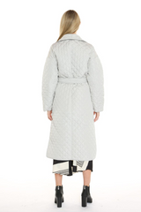 Ivory Argyle Pattern Quilted Trench Coat