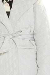 Ivory Argyle Pattern Quilted Trench Coat