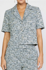 Black/Multi Short Sleeve Tweed Jacket