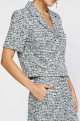 Black/Multi Short Sleeve Tweed Jacket