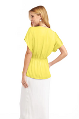 Yellow V-Neck Short Sleeve Top