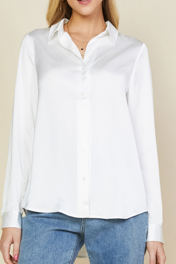 White Recycled Classic Button Top