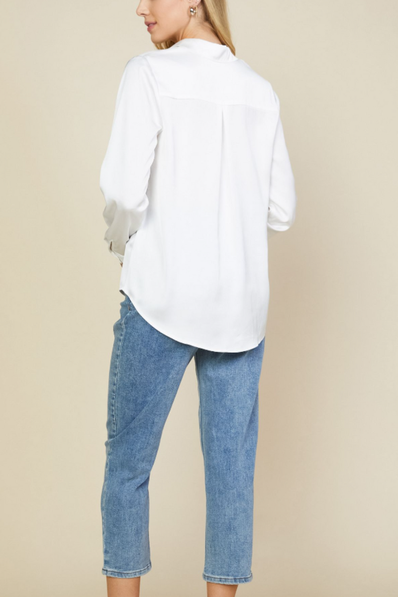 White Recycled Classic Button Top