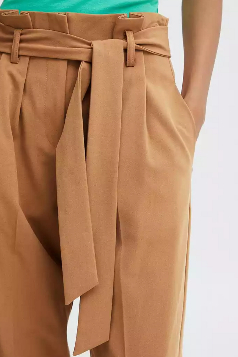Toasted Coconut Tie Front Pants