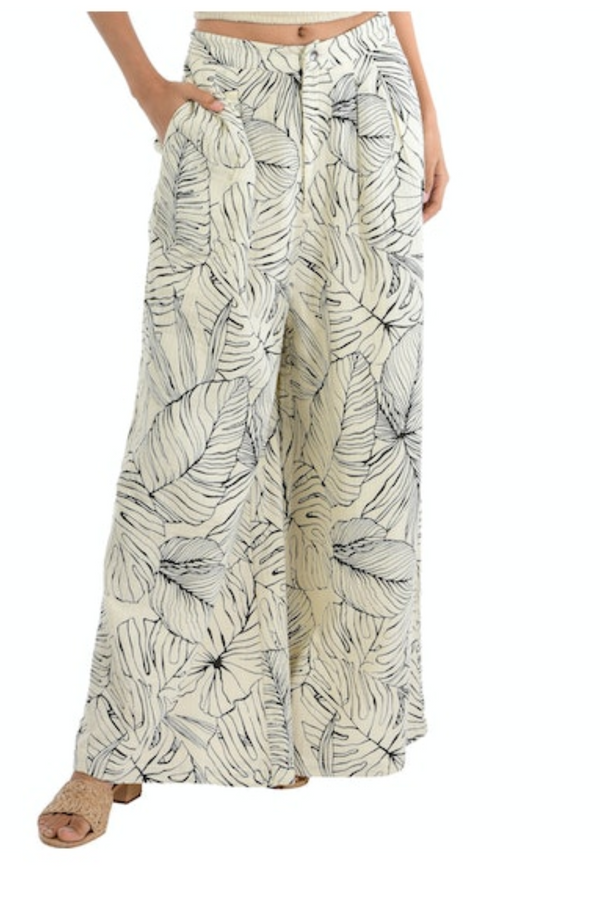 Beverly Natural Palm Wide Leg Pant