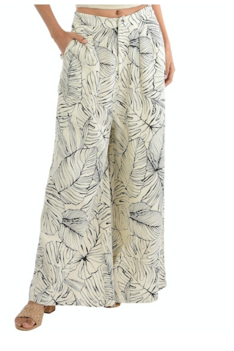 Beverly Natural Palm Wide Leg Pant