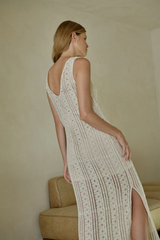 Cream Yara Crochet Sleeveless Dress