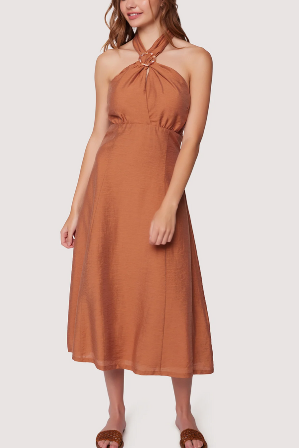 Rust Pacific Grove Midi Halter Dress