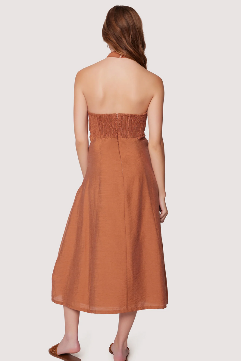 Rust Pacific Grove Midi Halter Dress