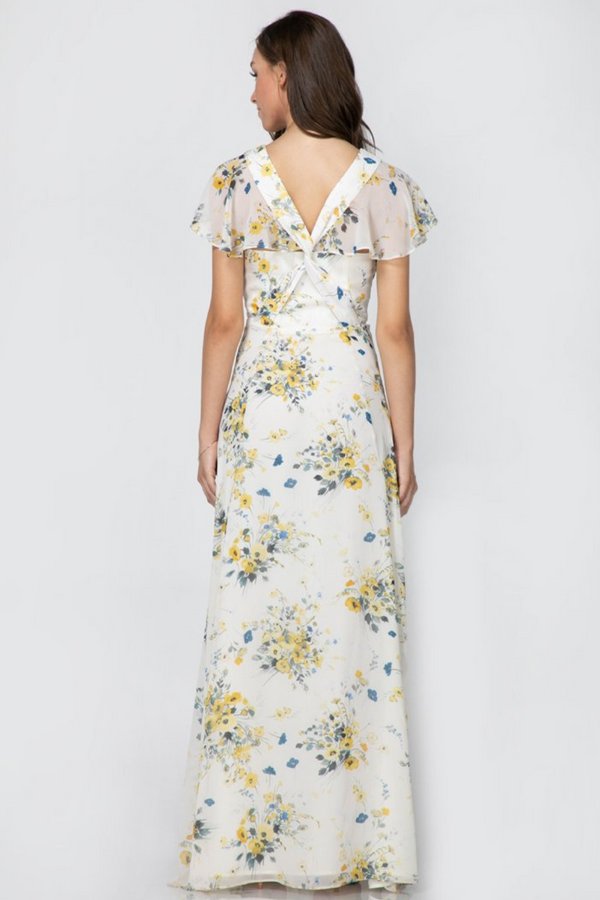 Yellow & Blue Liana Ruffle Maxi Dress